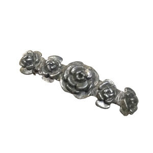Vintage Pewter Hair Barrette Tension Clip Rose Resign Victorian Design